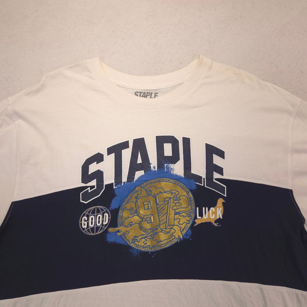 Staple Good Luck Short Sleeve Crew Neck T Shirt Mens Size 2XL White
